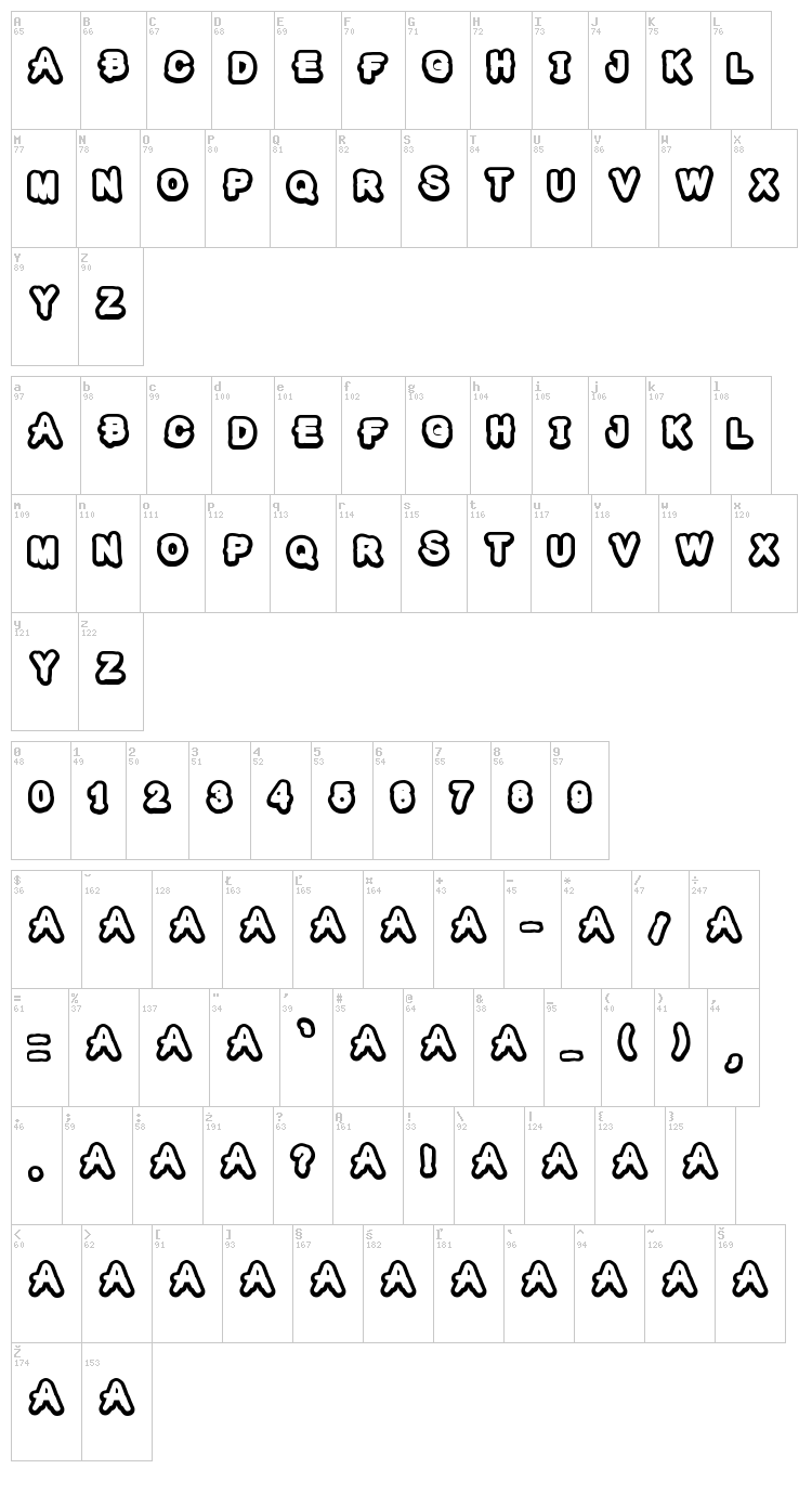 The Kids Mraker font map